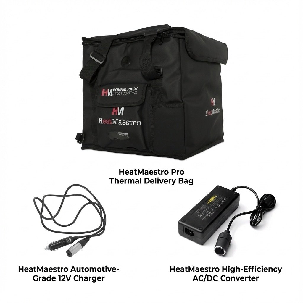 HeatMaestro Pro Heated Thermal Delivery Bag – Dual-Power System (AC/DC Converter + 12V Automotive Charger)